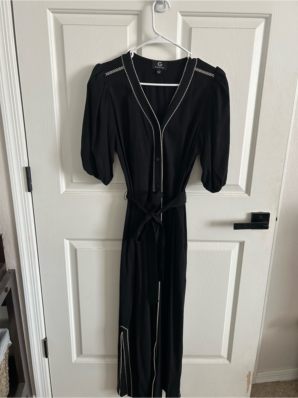G by Giuliana Black Maxi Dress with White Trim